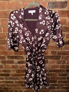 Reiss Plum Wrap Dress with Blush Floral Print